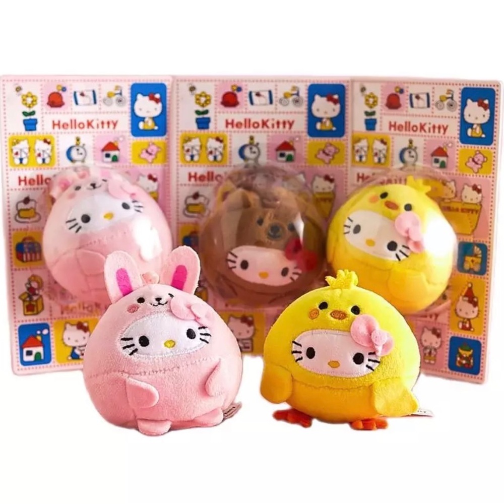 ⭐️ Sanrio Hello Kitty Bunny & Chick Plush Squishy Set Keychain Squish Fidget